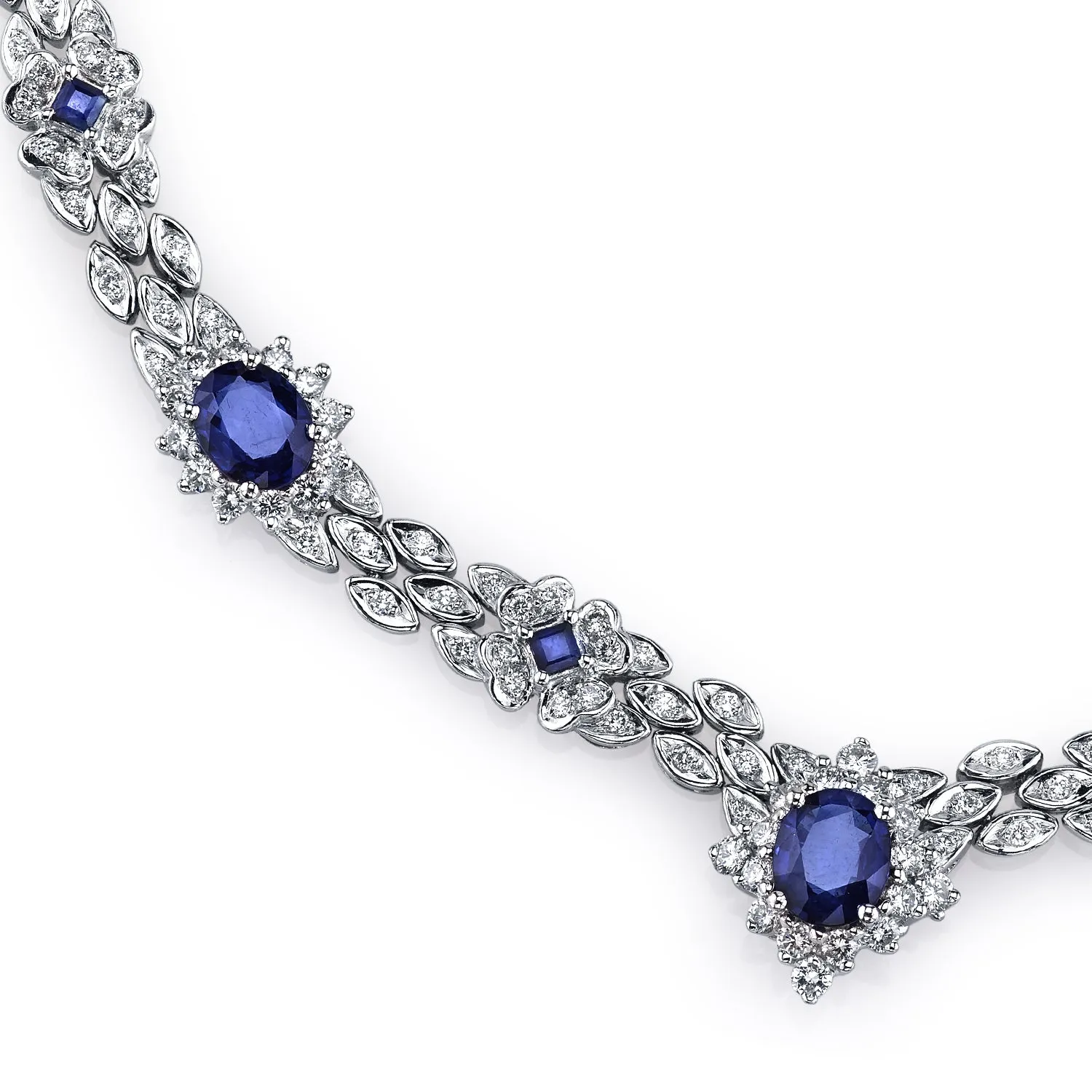 Blue Sapphire Diamond Platinum Necklace