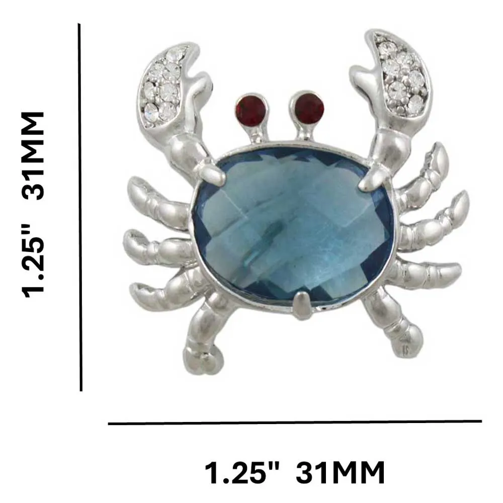 Blue Stone Crab with Red Eyes Brooch Pin - PRA323A