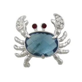 Blue Stone Crab with Red Eyes Brooch Pin - PRA323A