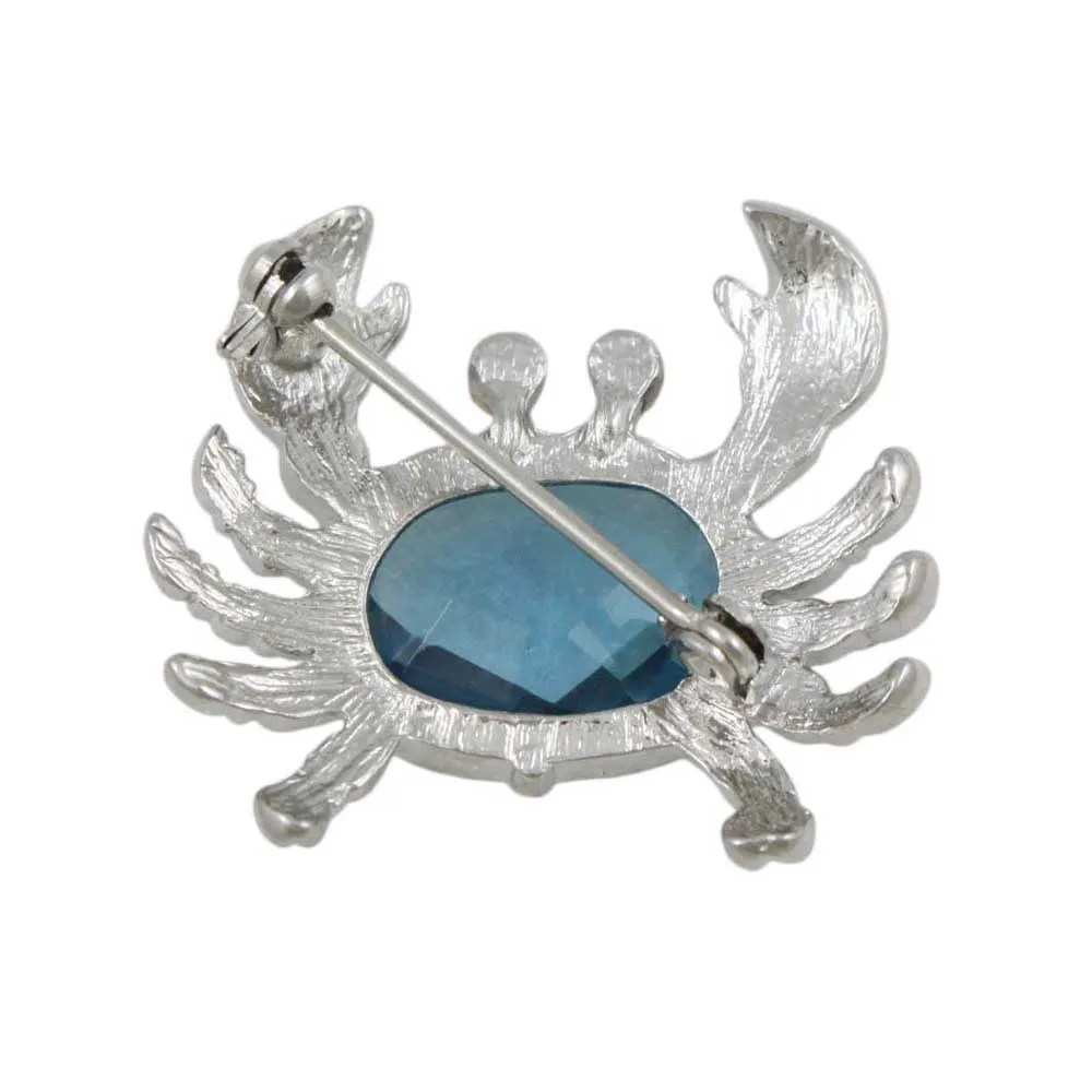 Blue Stone Crab with Red Eyes Brooch Pin - PRA323A