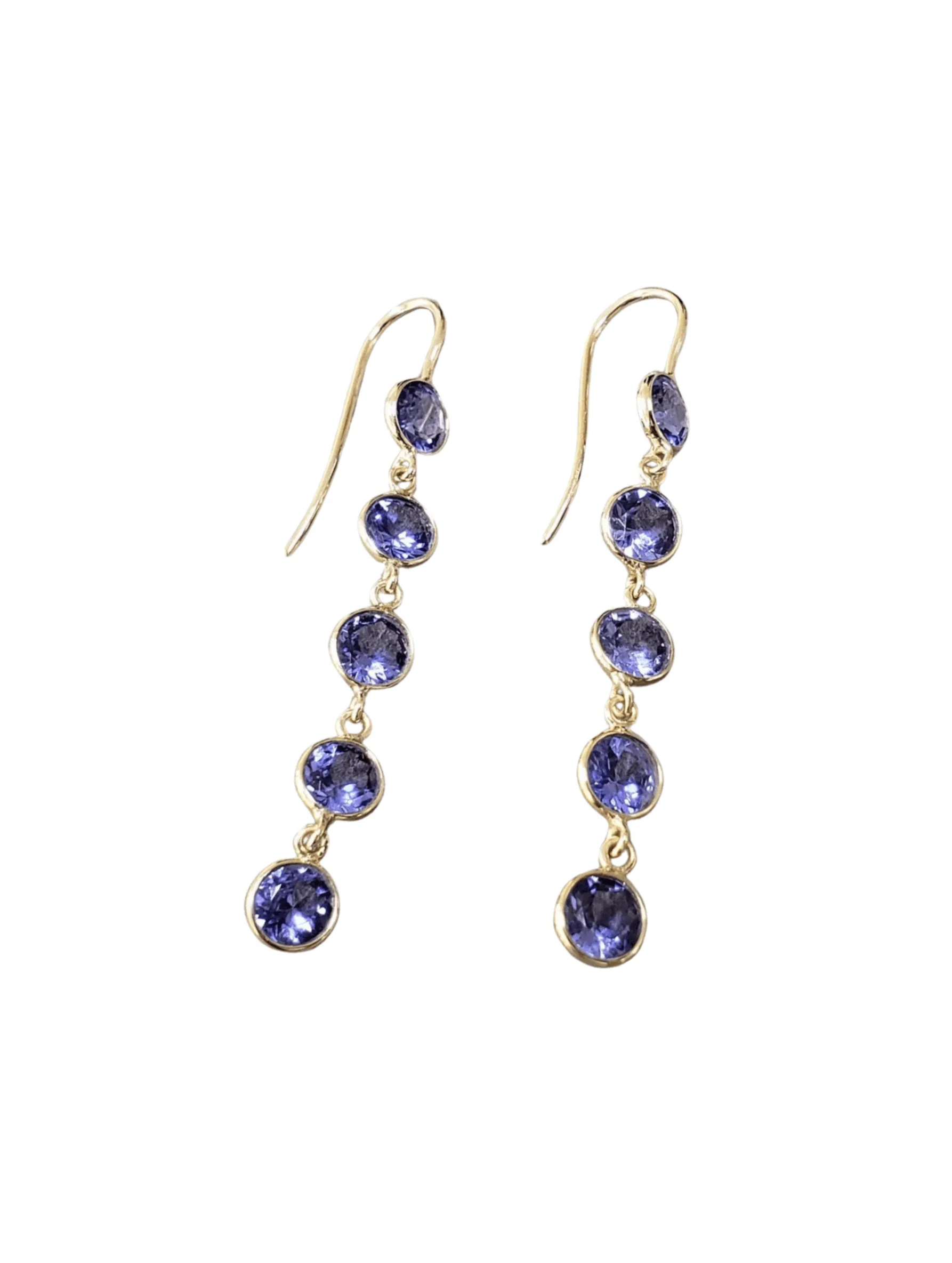 Blue Tanzanite 14k Gold Wedding Earrings