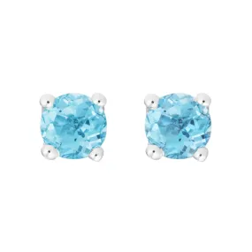 Blue Topaz 14K White Gold 4mm Stud Earrings