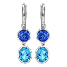 BLUE TOPAZ  CANADIAN DIAMOND EARRINGS