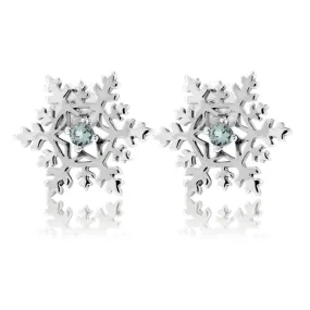 Blue Topaz Center Snowflake Post Earrings