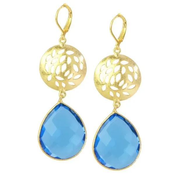 Blue Topaz Circle Cut Out Earrings