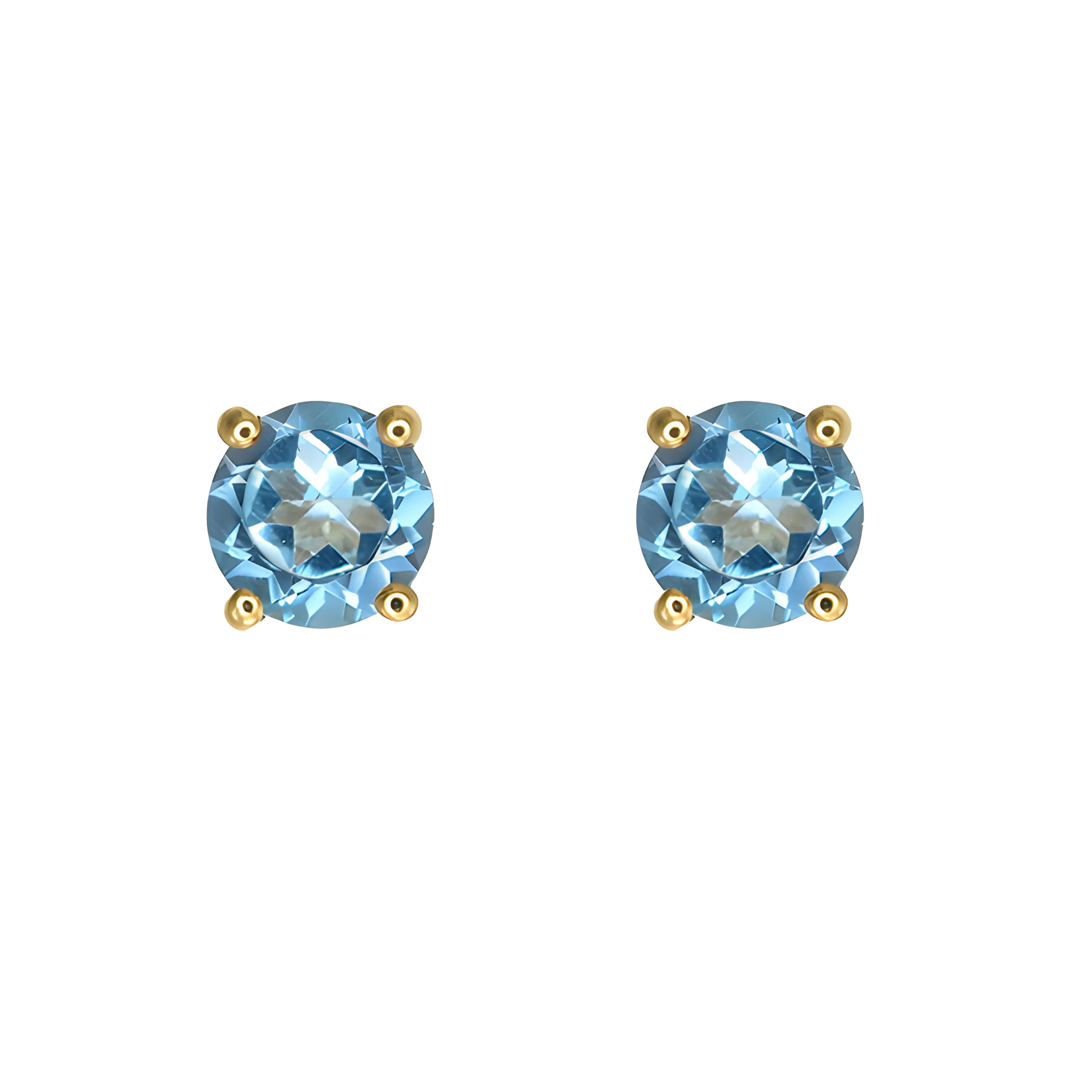 Blue Topaz Stud Earrings in 18k Yellow Gold