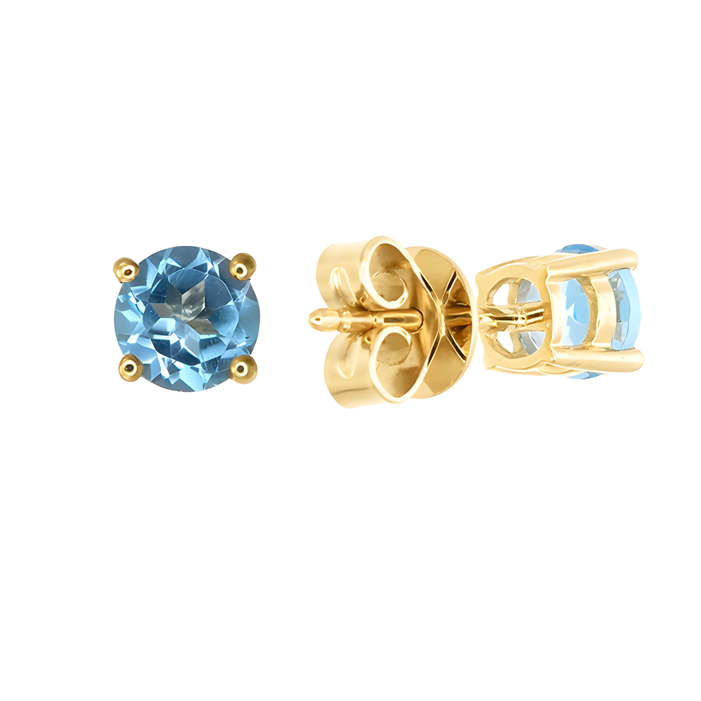 Blue Topaz Stud Earrings in 18k Yellow Gold