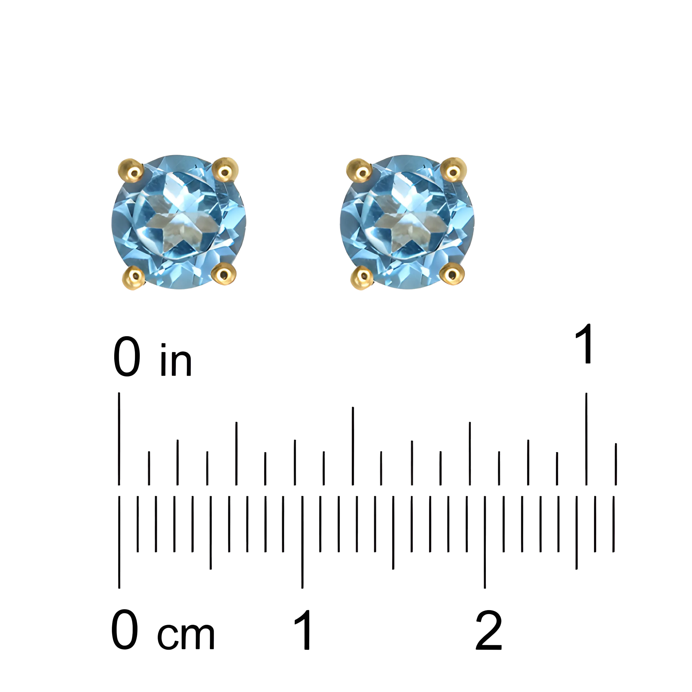 Blue Topaz Stud Earrings in 18k Yellow Gold