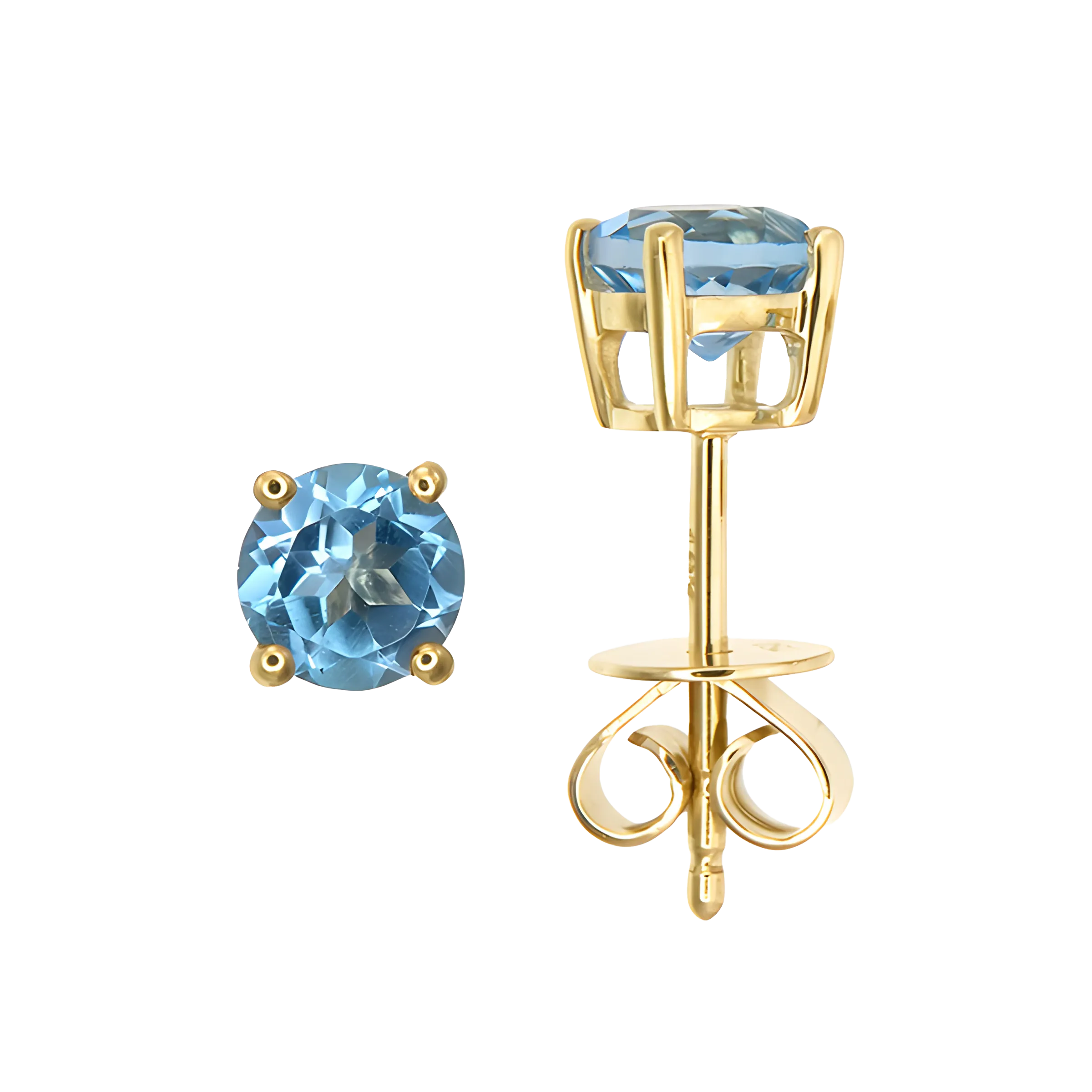 Blue Topaz Stud Earrings in 18k Yellow Gold