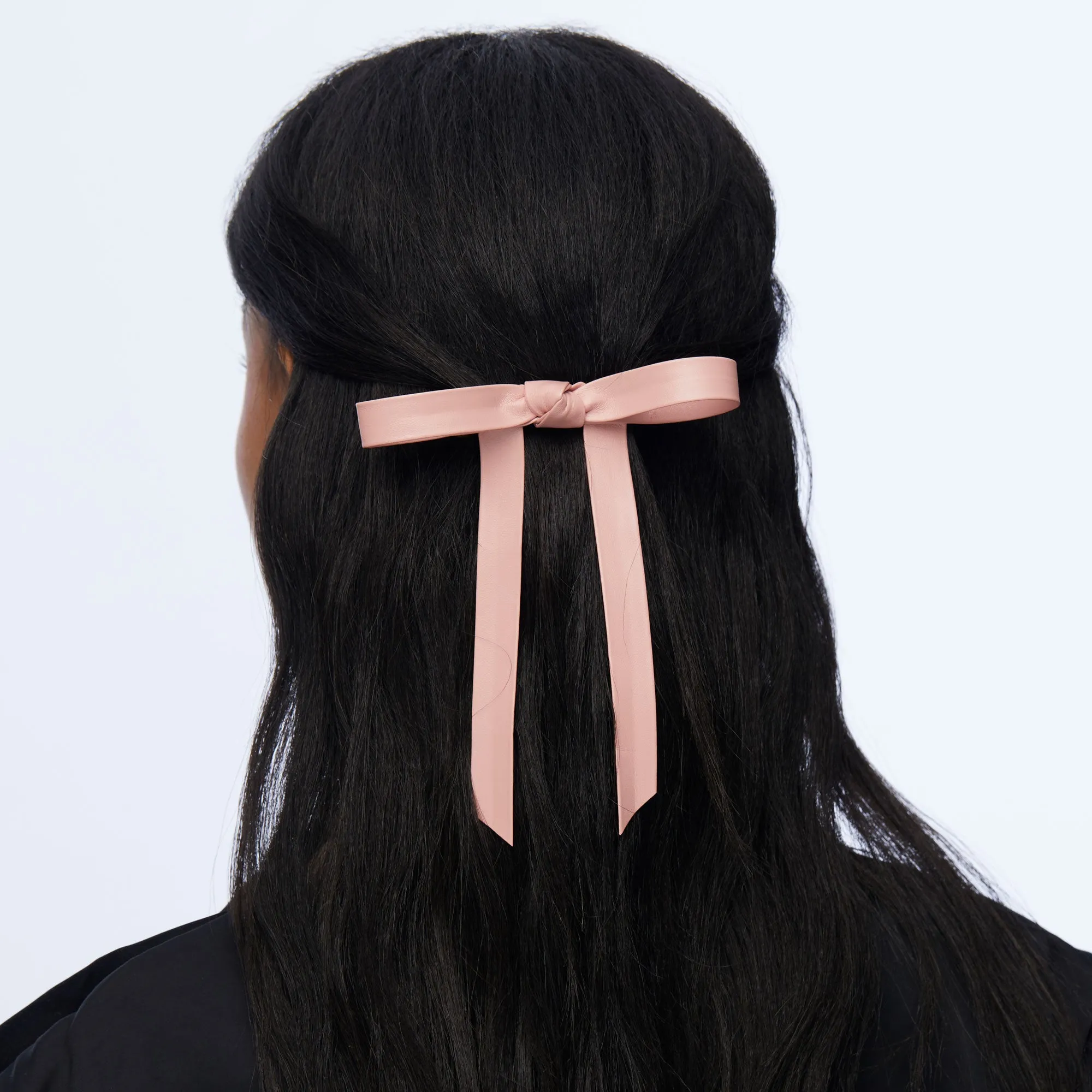 BLUSH BARDOT FAUX LEATHER BOW BARRETTE