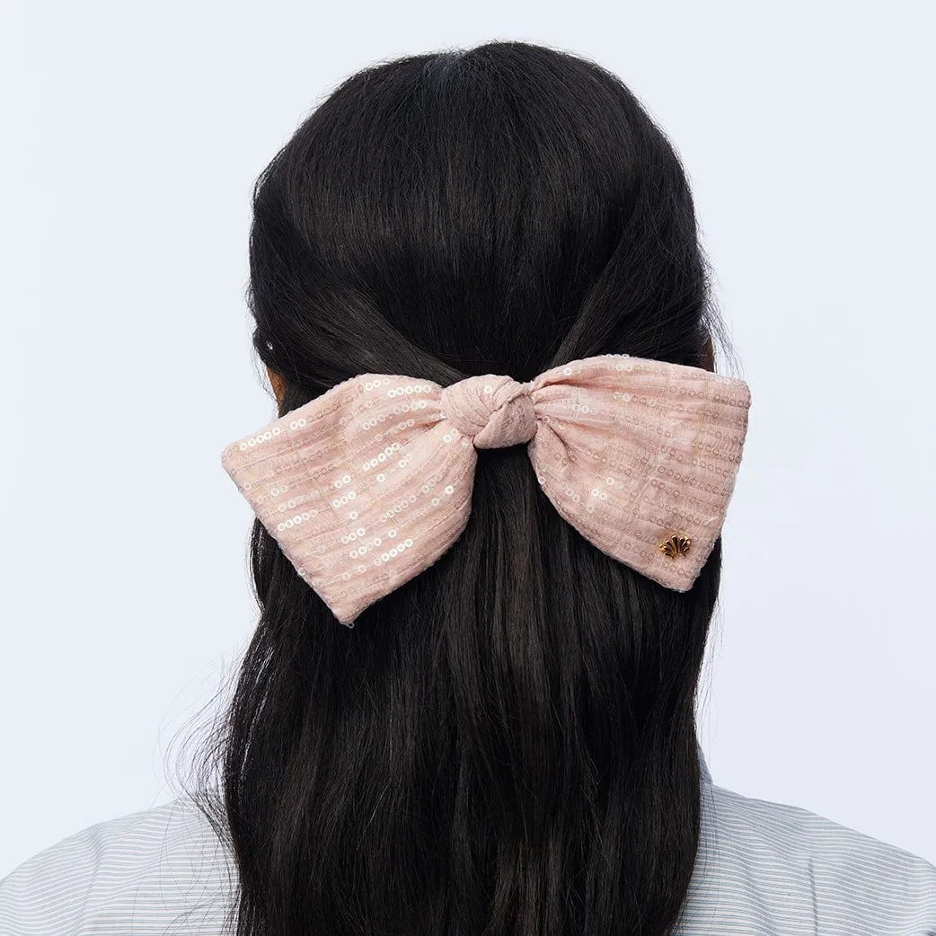 BLUSH PALOMA SEQUIN BOW BARRETTE