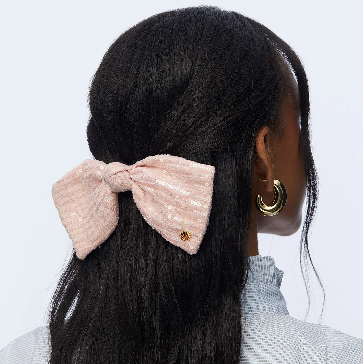 BLUSH PALOMA SEQUIN BOW BARRETTE