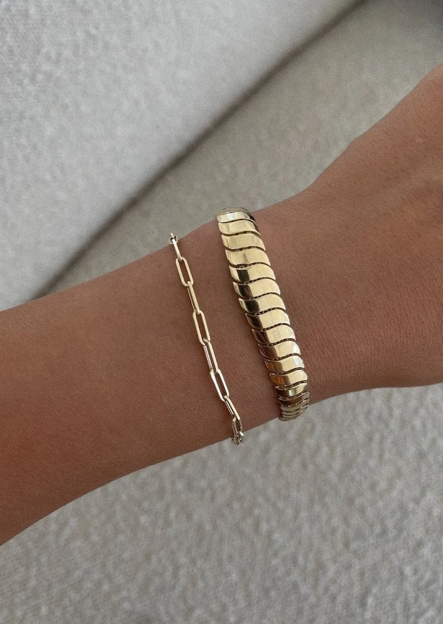 Bold Cobra & Paperclip Link Chain Bracelet Stack