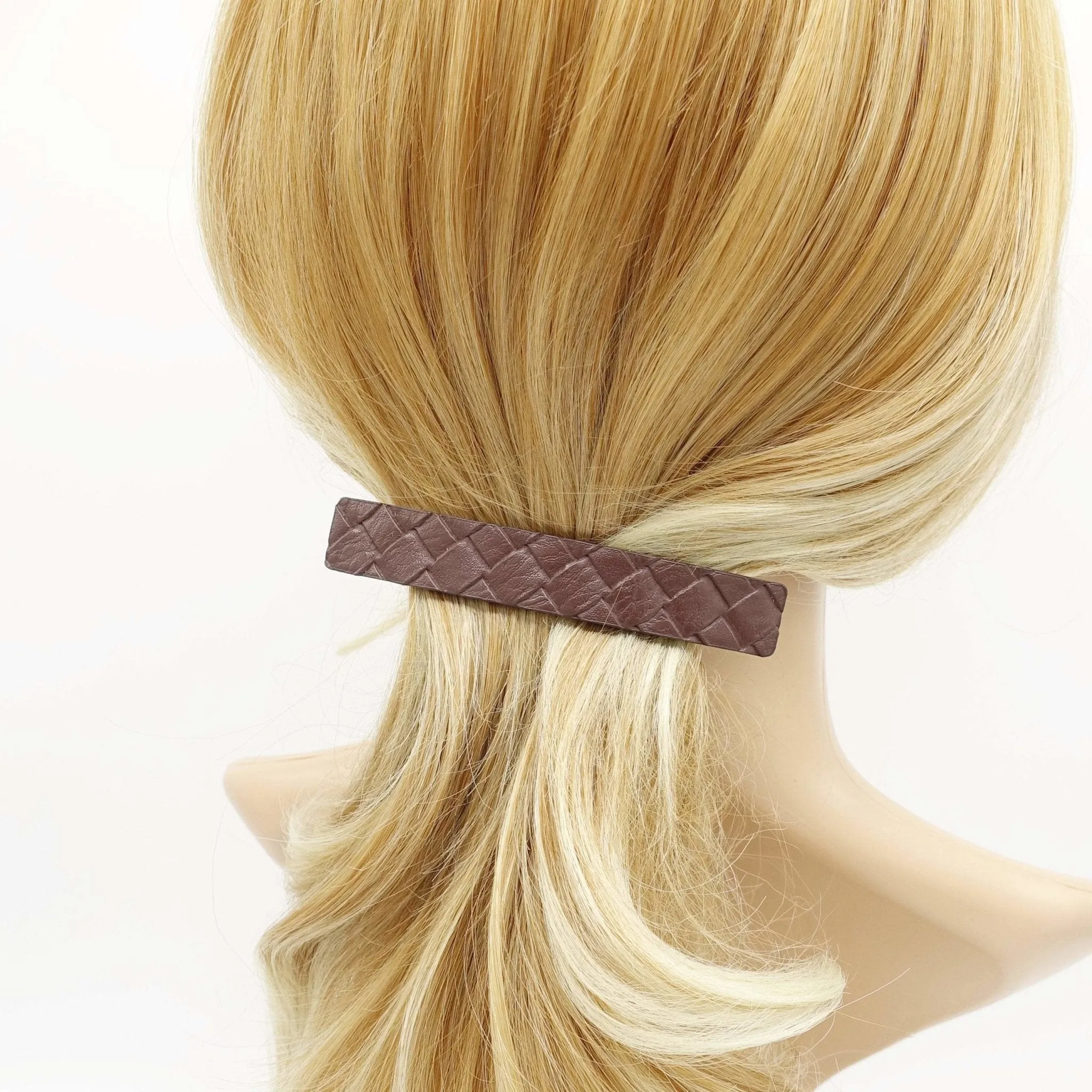 braided leather hair barrette for women