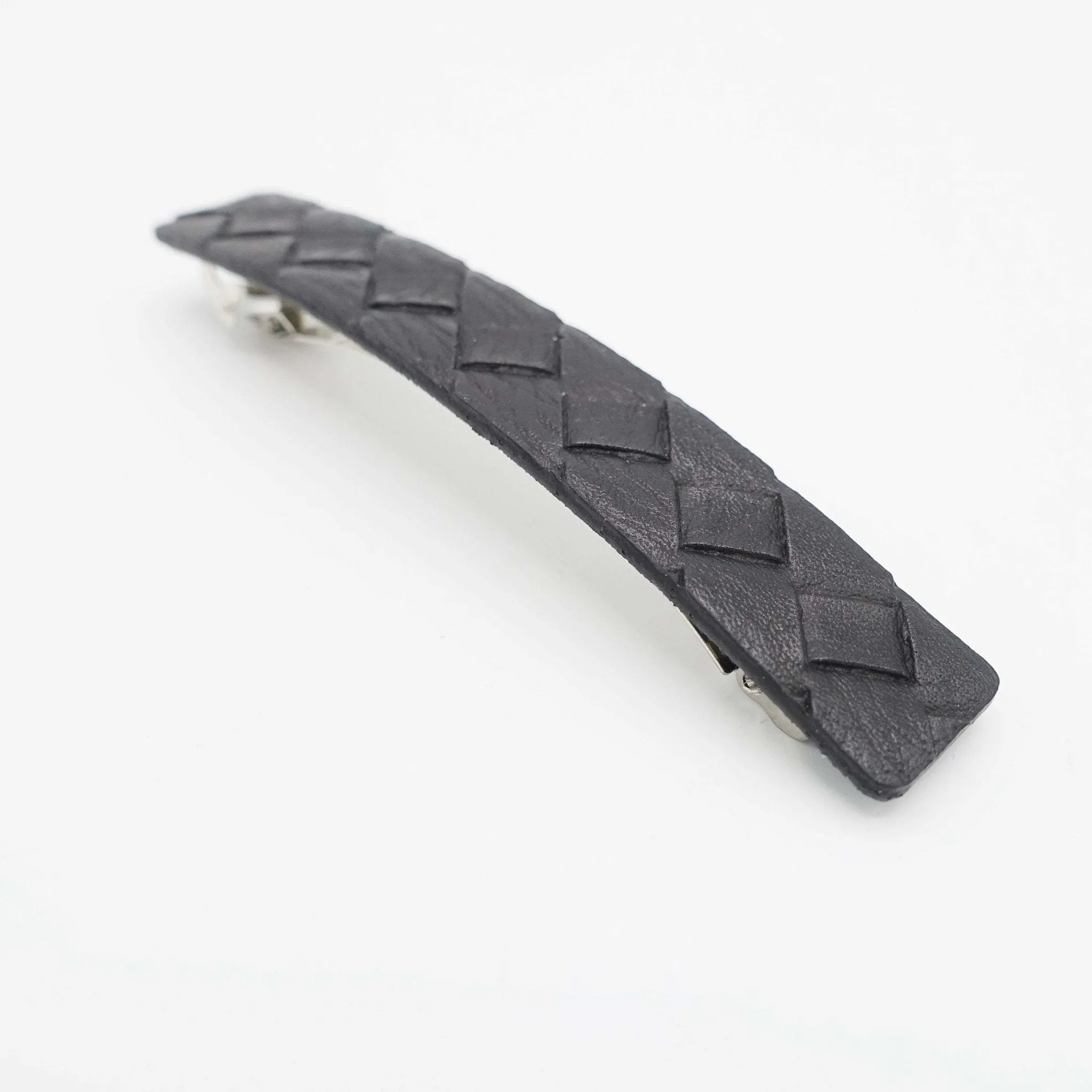 braided leather hair barrette for women