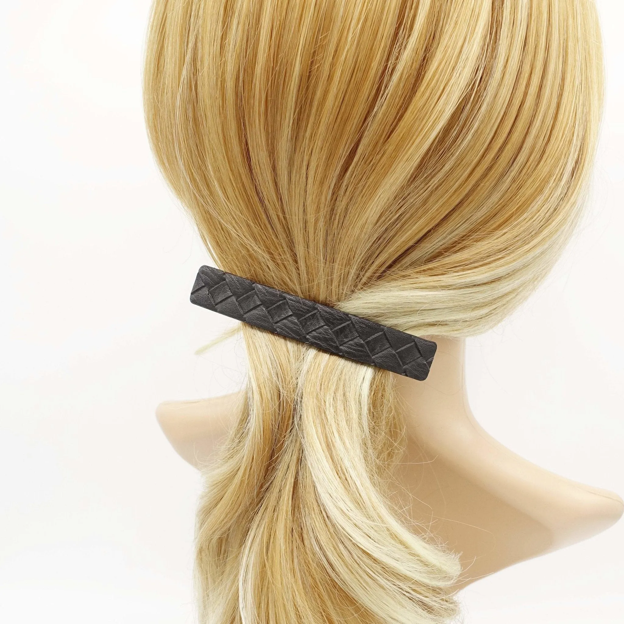 braided leather hair barrette for women