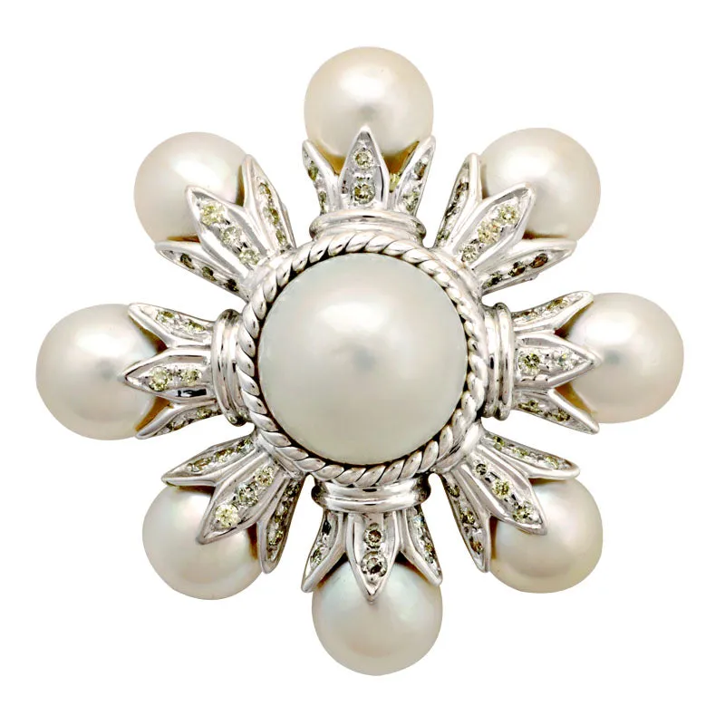 Brooch-South Sea Pearl and Diamond