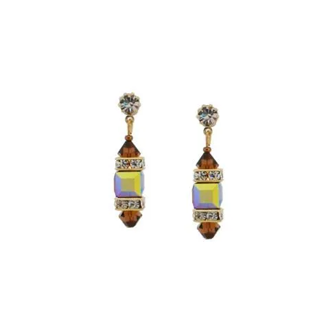 Brown Crystal Drop Earrings