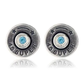 Bullet Casing Blue Topaz Earrings