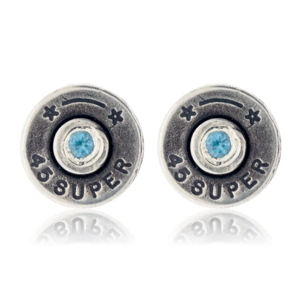 Bullet Casing Blue Topaz Earrings