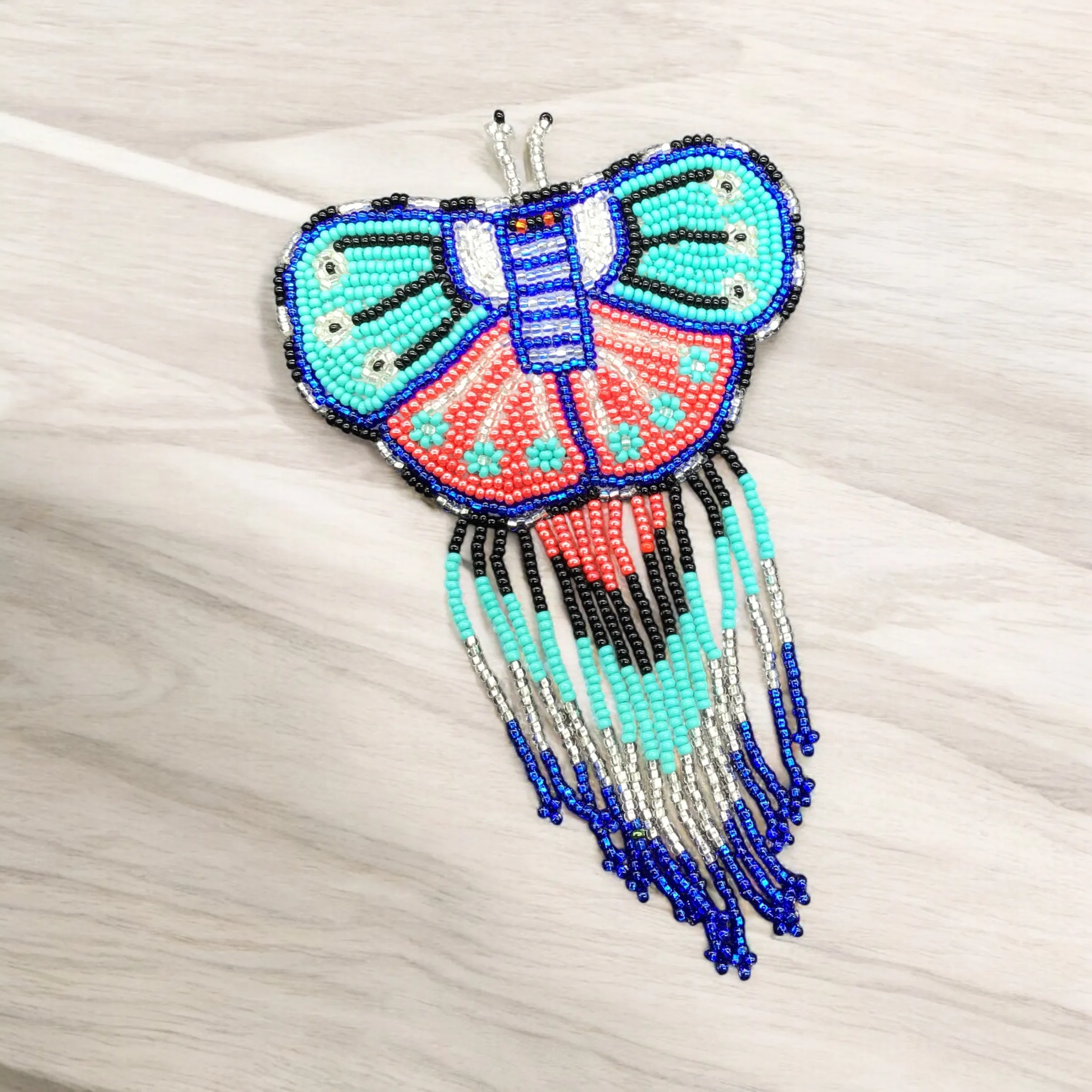 Butterfly Beaded Barrettes with Fringes (24)