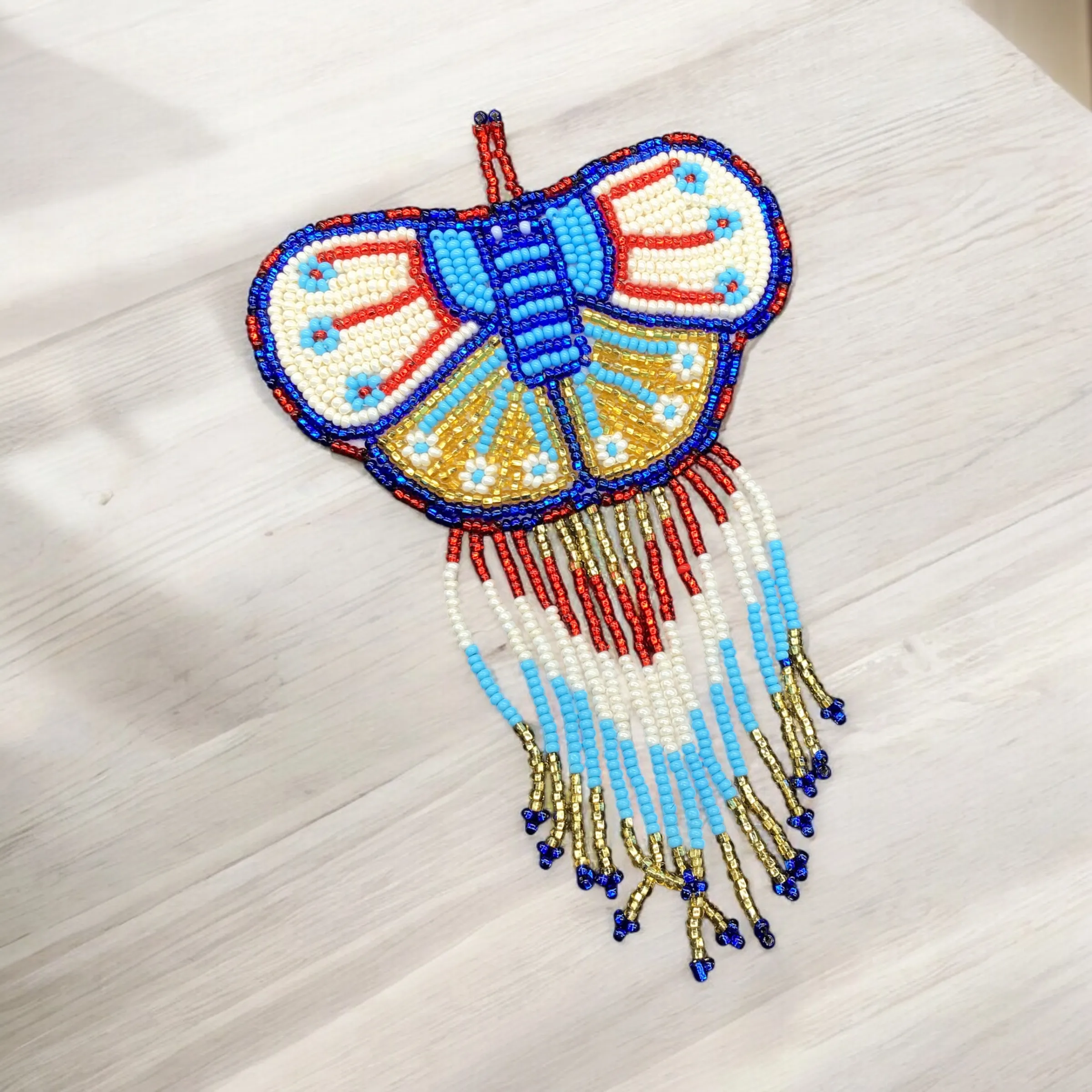 Butterfly Beaded Barrettes with Fringes (9)