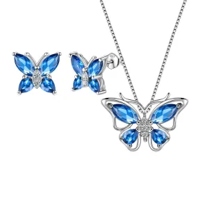 Butterfly Jewelry Set Birthstone September Sapphire Women Girls Birthday Gift