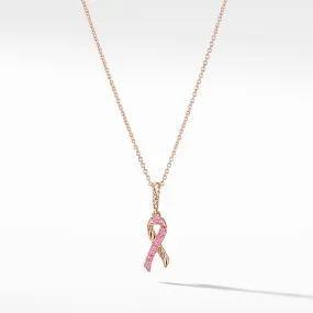 Cable Collectibles Ribbon Necklace in 18K Rose Gold with Pave Pink Sapphires