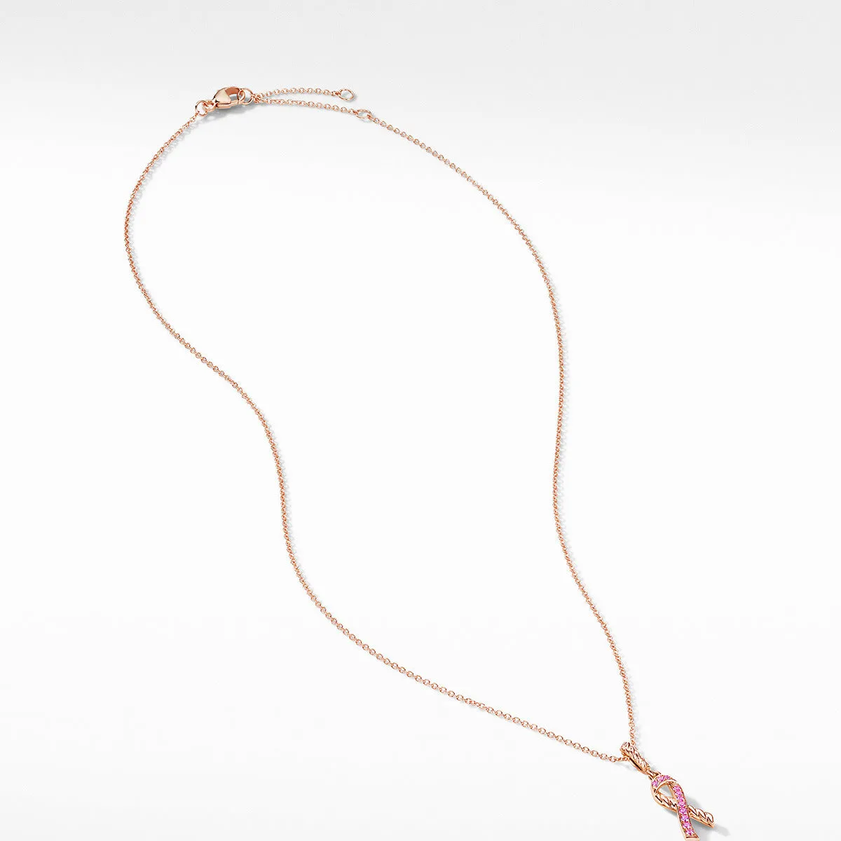 Cable Collectibles Ribbon Necklace in 18K Rose Gold with Pave Pink Sapphires