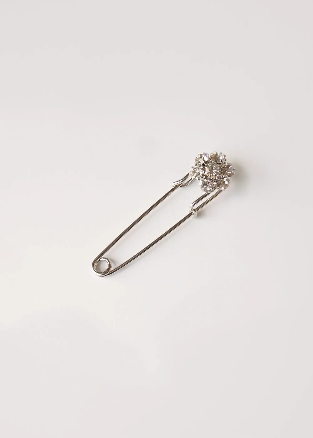 CALLIE CRYSTAL FLOWER PIN BROOCH - SILVER