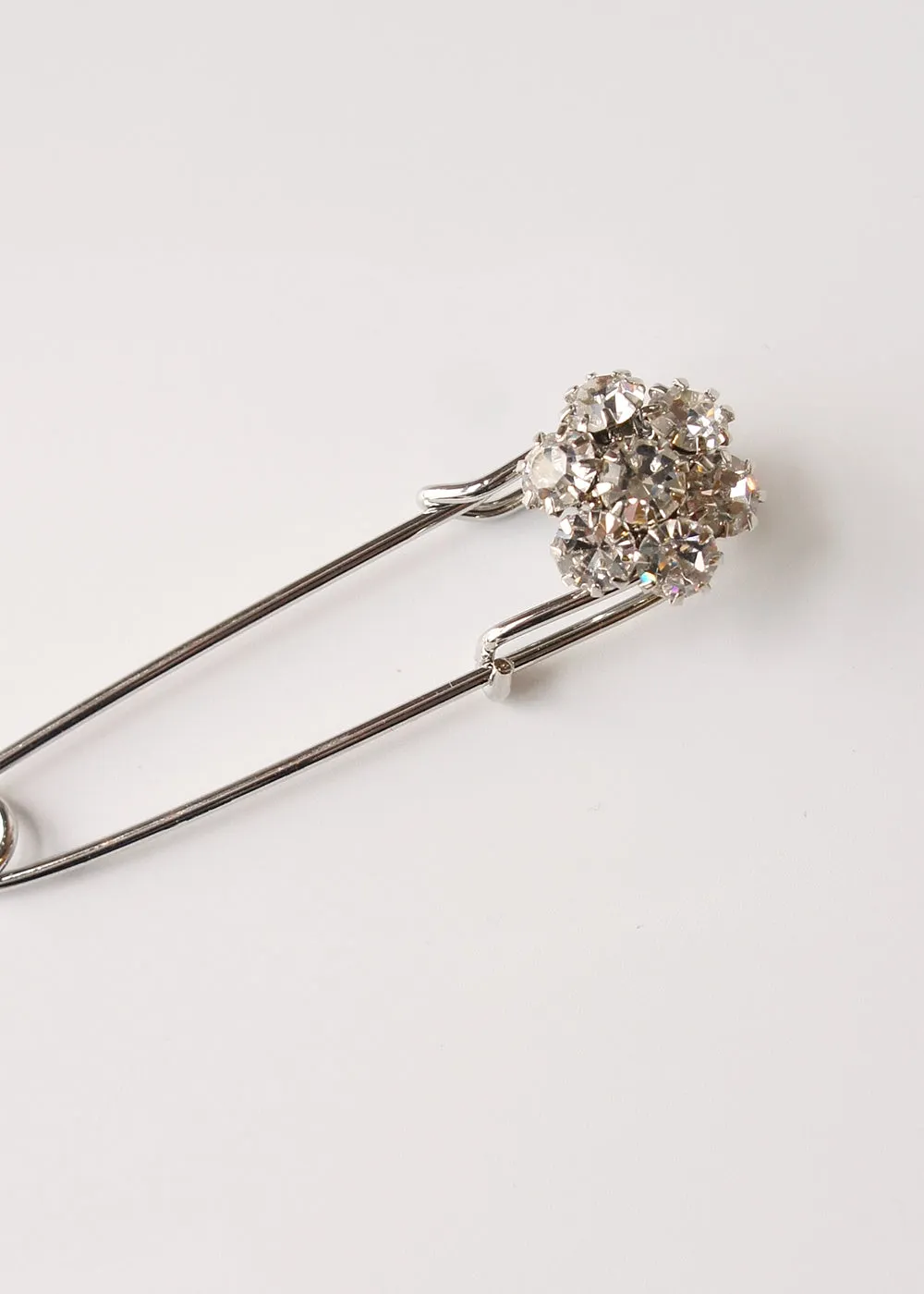 CALLIE CRYSTAL FLOWER PIN BROOCH - SILVER