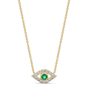 Capri Dreaming® Cora Emerald and Diamond Evil Eye Necklace | 18K Yellow Gold