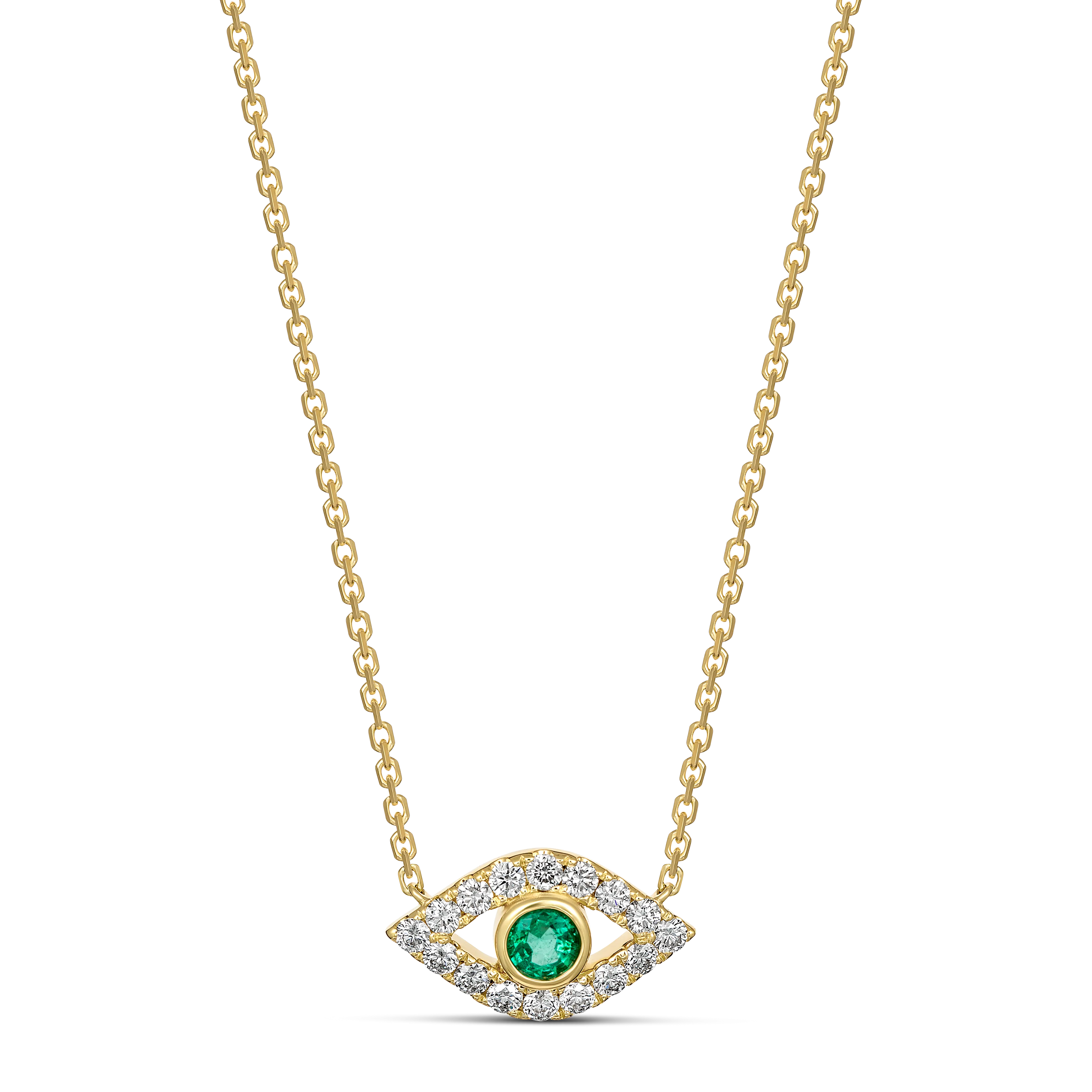 Capri Dreaming® Cora Emerald and Diamond Evil Eye Necklace | 18K Yellow Gold