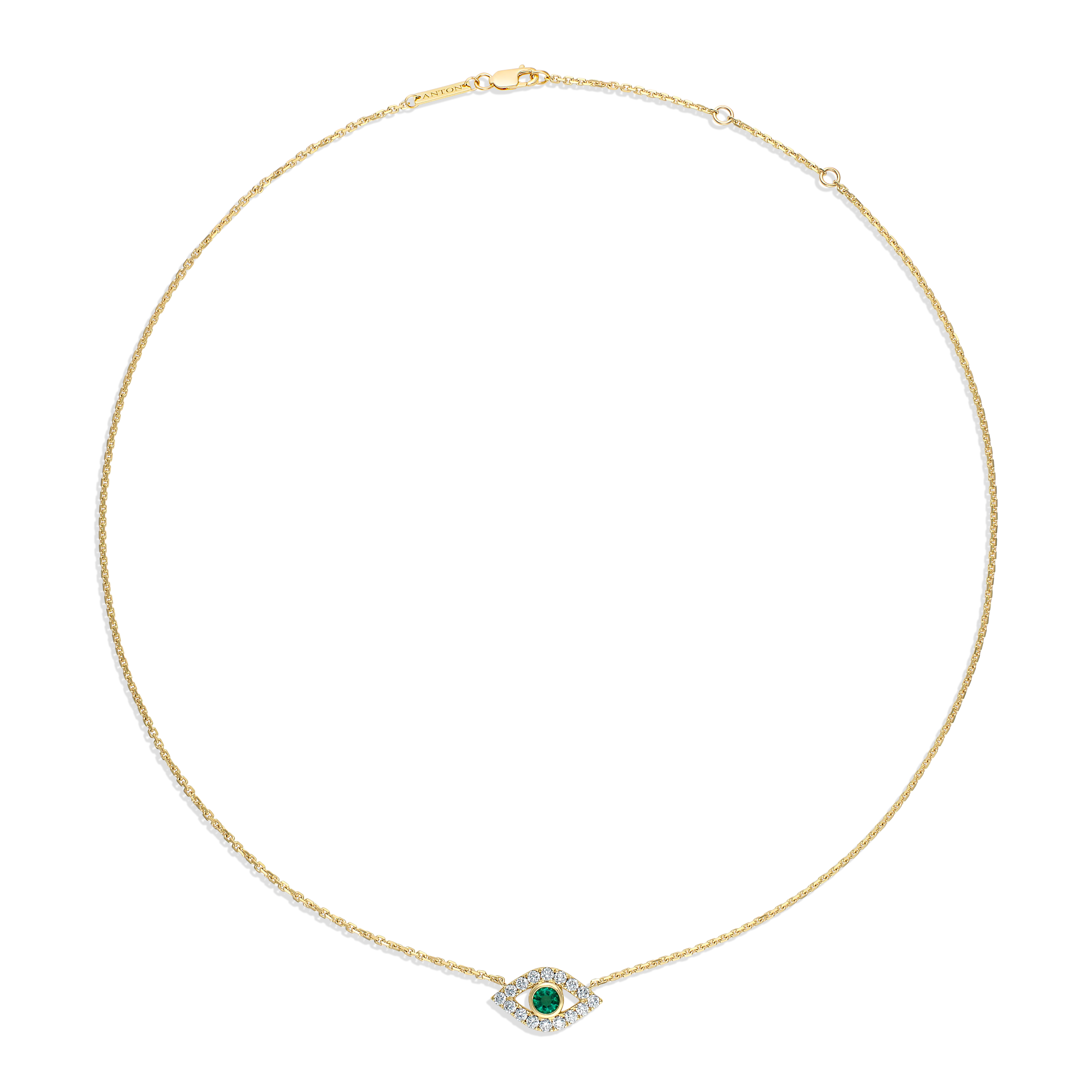 Capri Dreaming® Cora Emerald and Diamond Evil Eye Necklace | 18K Yellow Gold