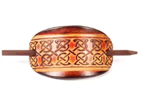 Celtic Circles Leather Hair Barrette