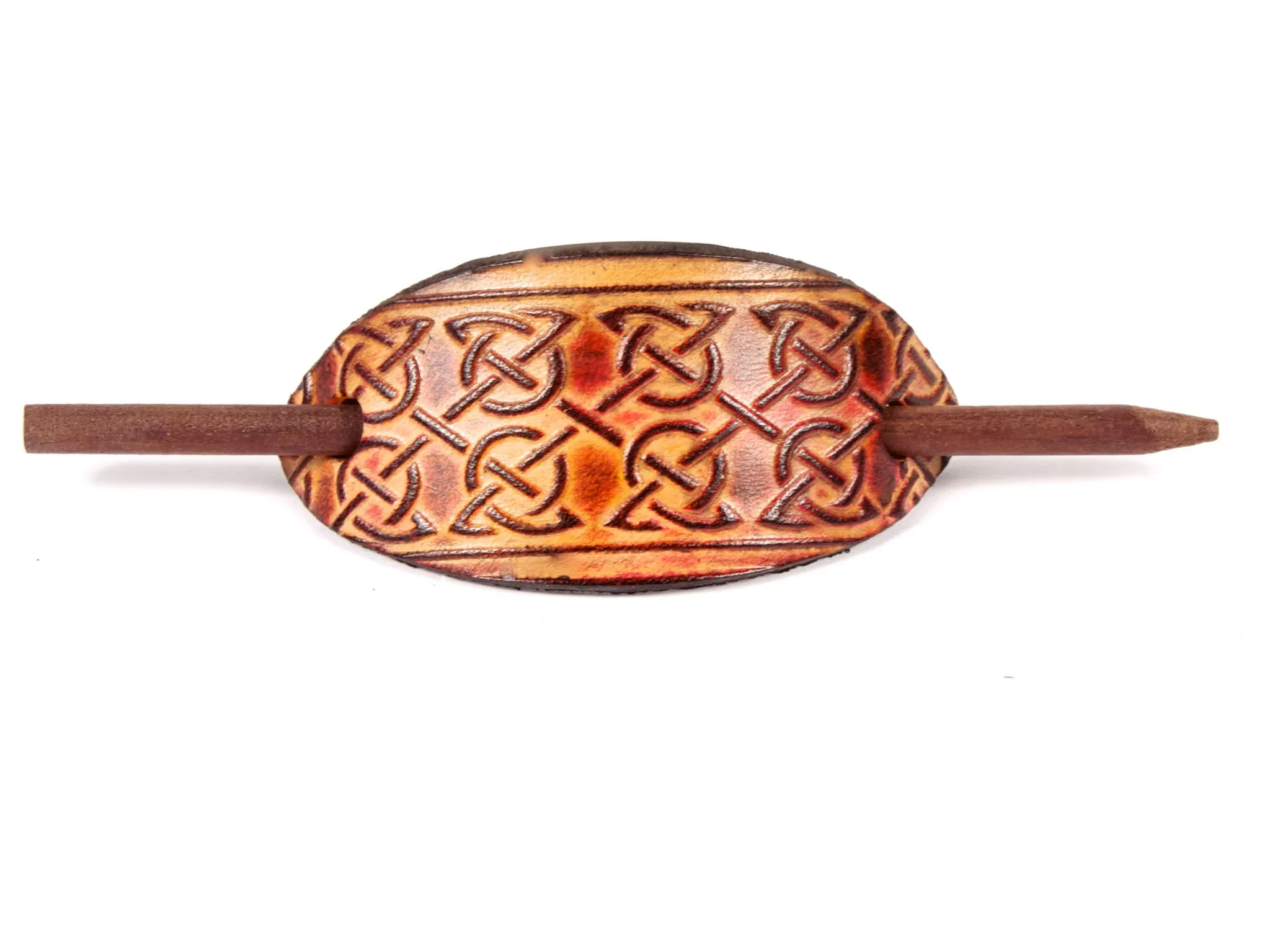 Celtic Circles Leather Hair Barrette