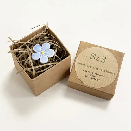 Ceramic flower brooch - forget-me-not