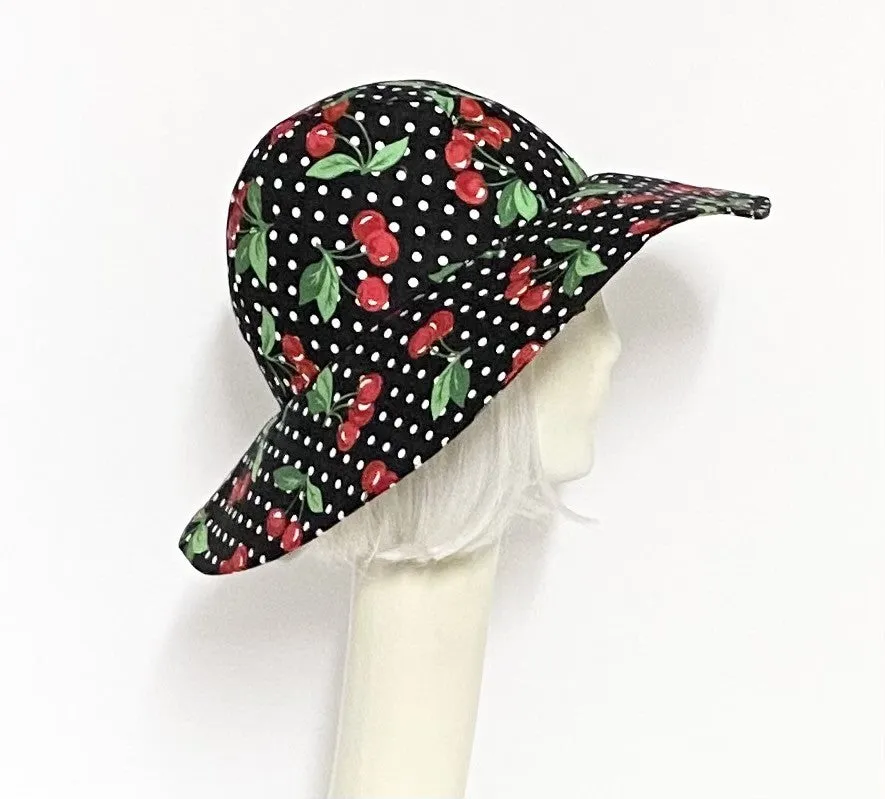 Cherry Print Cotton Sun Hat