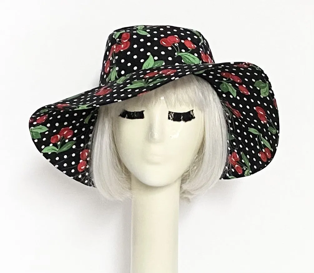 Cherry Print Cotton Sun Hat