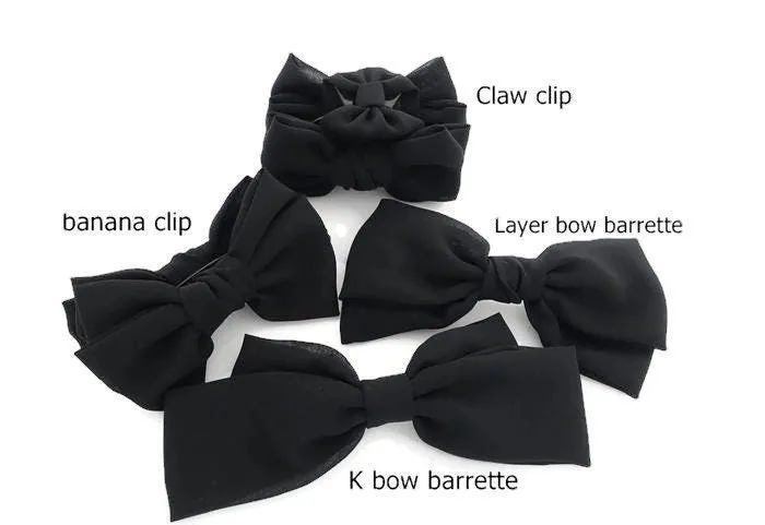 Chiffon Black hair Bow Series Bow claw,Bow barrette,Bow banana clip Spring Summer Hair Accessories for Women