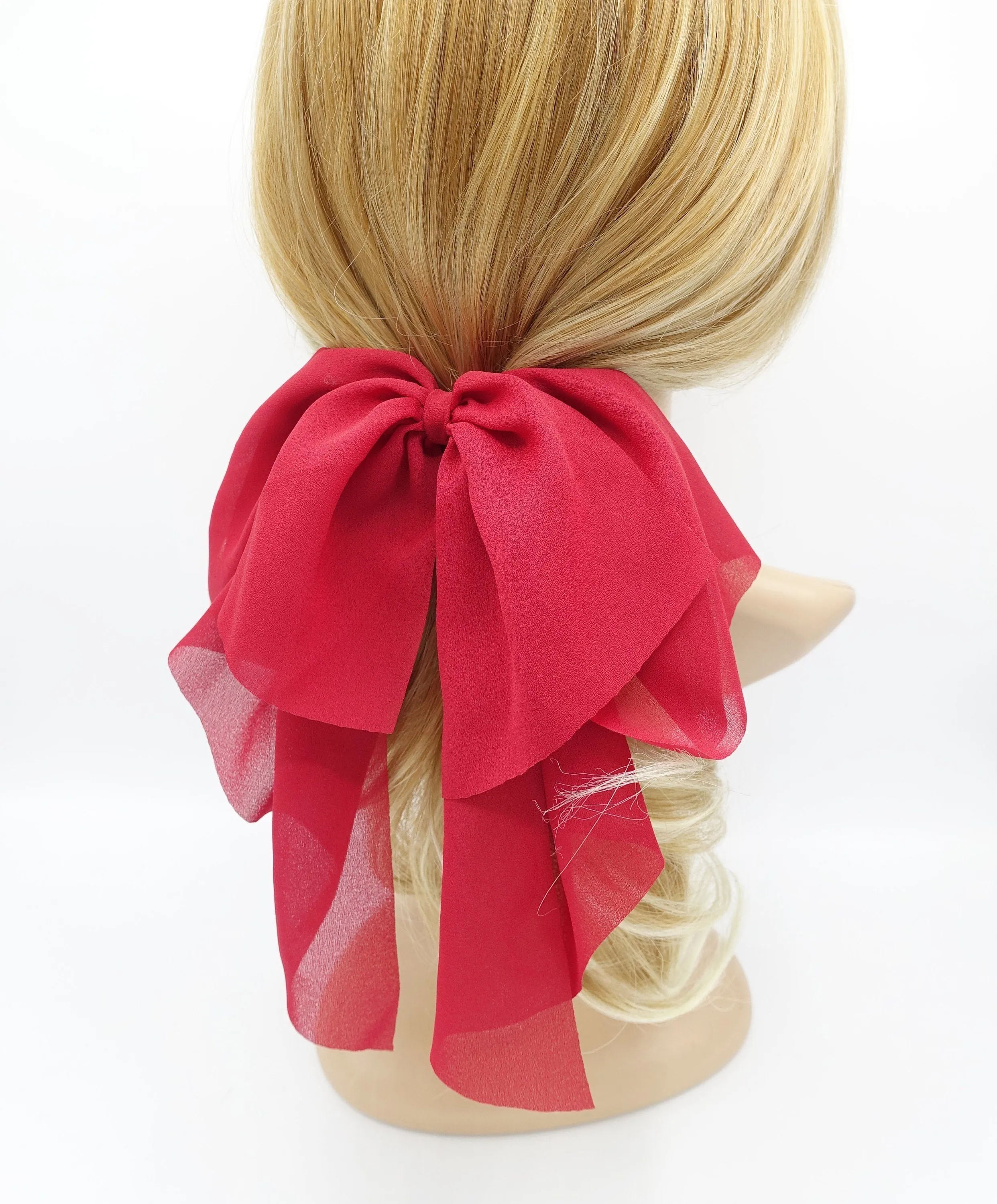 chiffon droopy hair bow sheer hair accessory for women