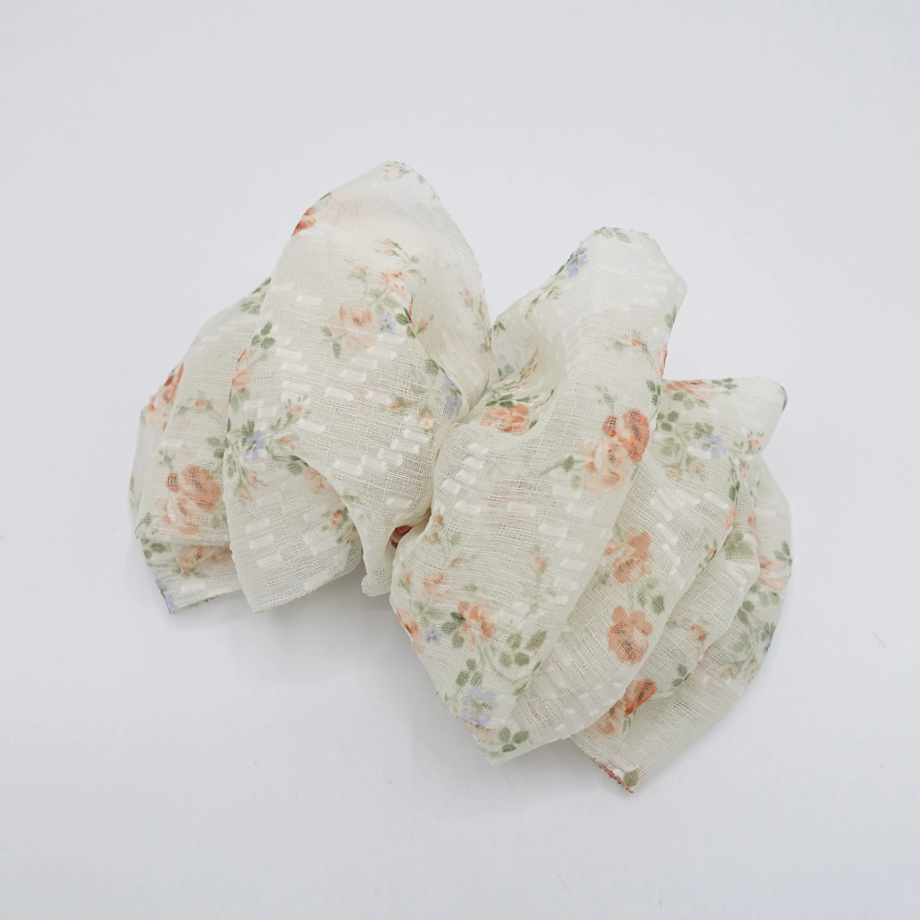 chiffon floral ruffle hair bow for women