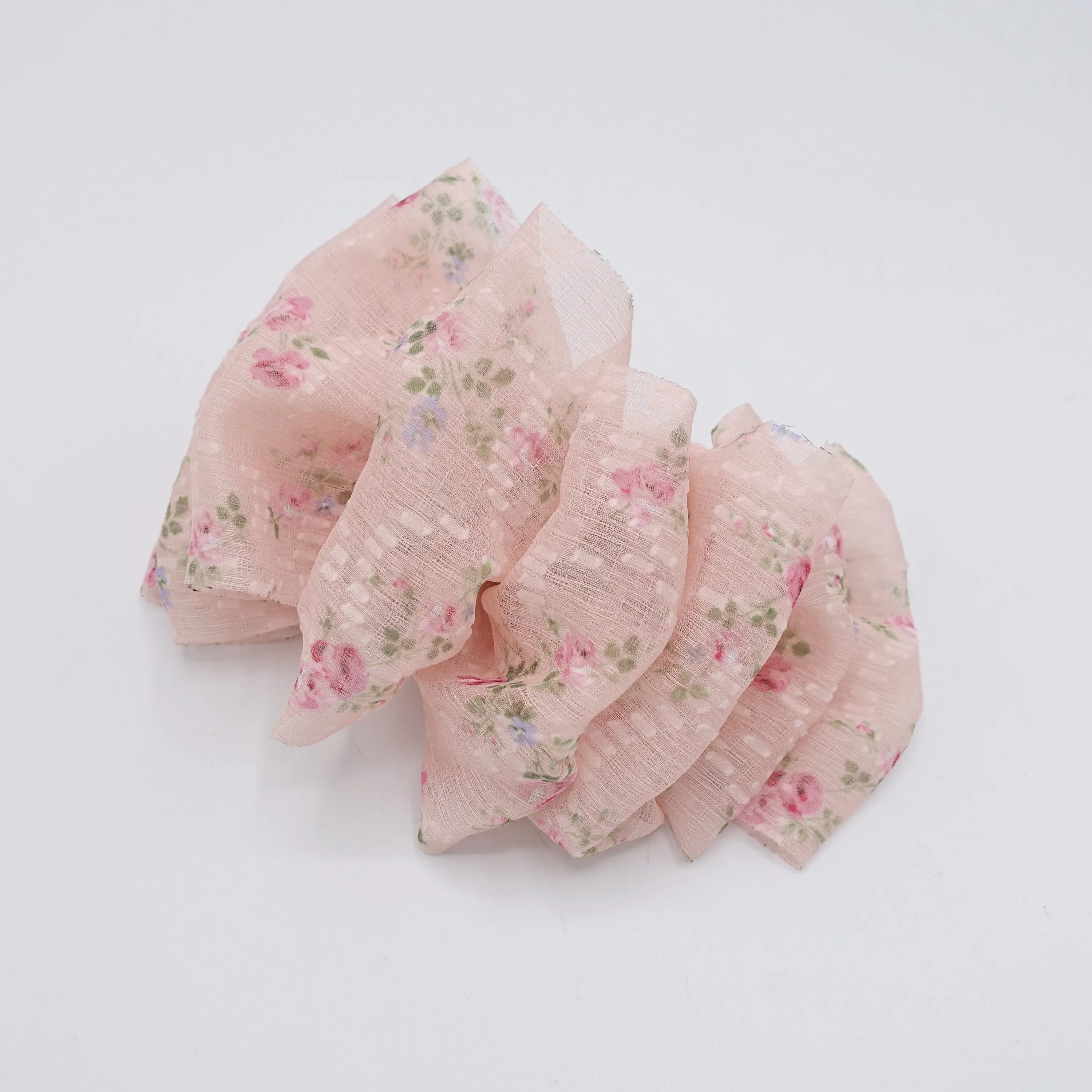 chiffon floral ruffle hair bow for women