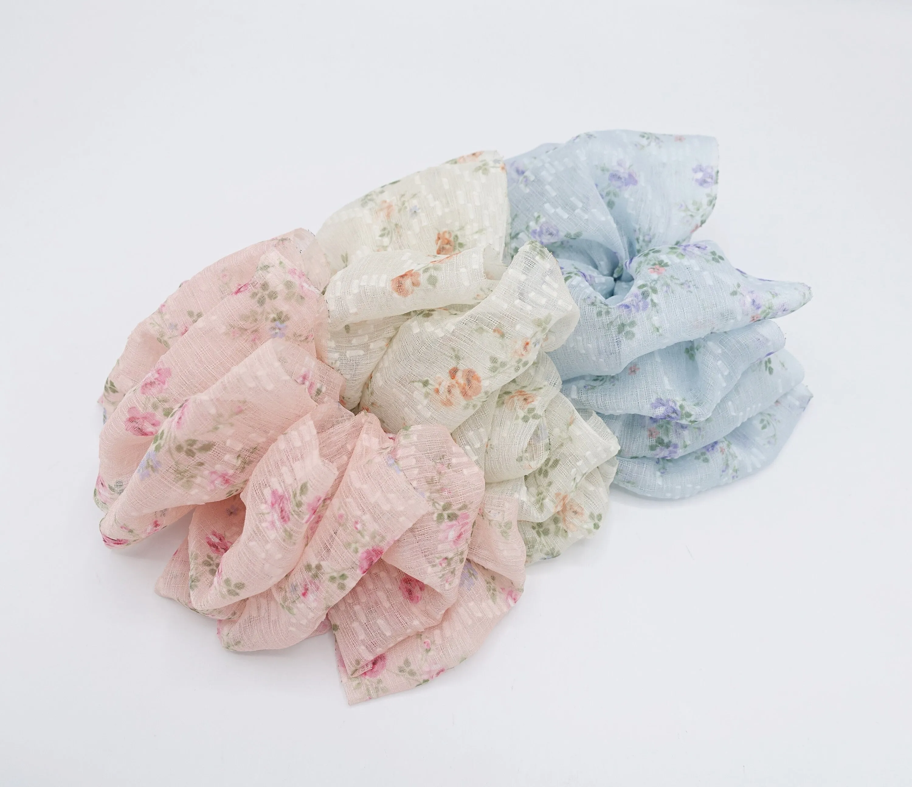 chiffon floral ruffle hair bow for women