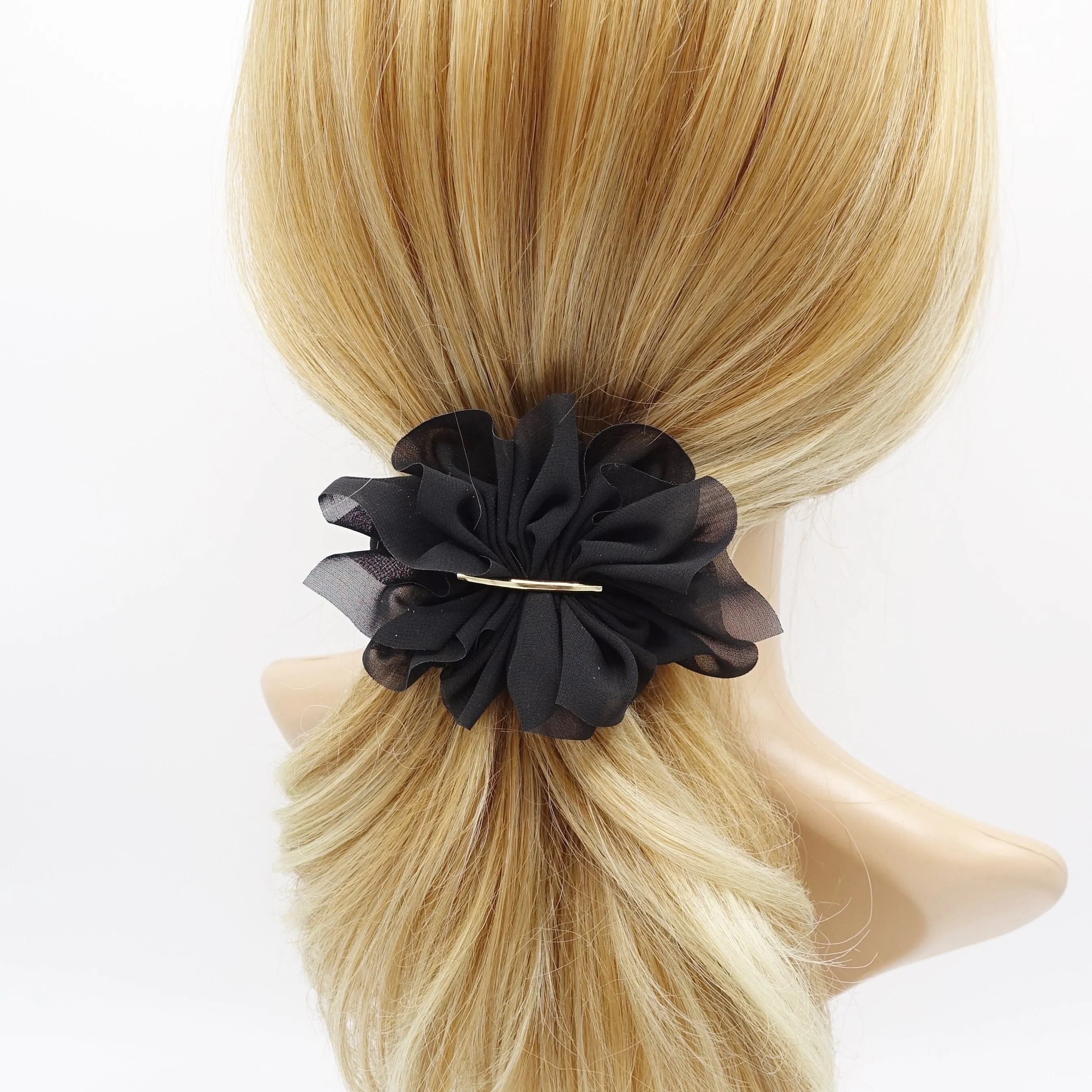 chiffon flower barrette, ruffle flower barrette, cute hair accessory for women