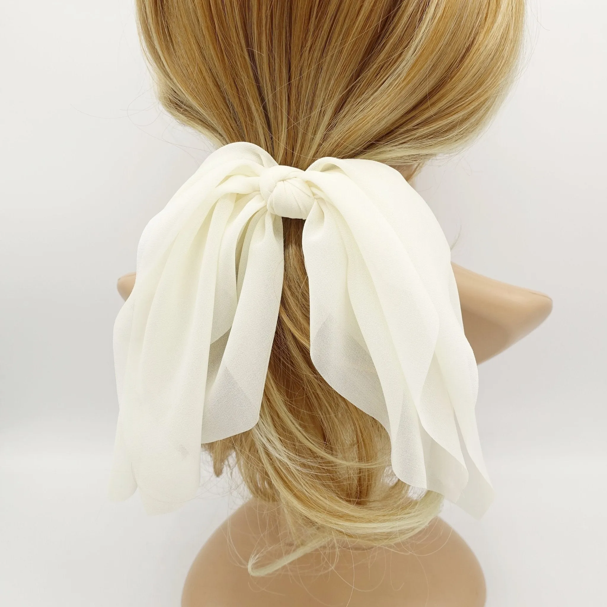 chiffon layered hair bow solid color drape feminine style hair knotted bow french hair barrette