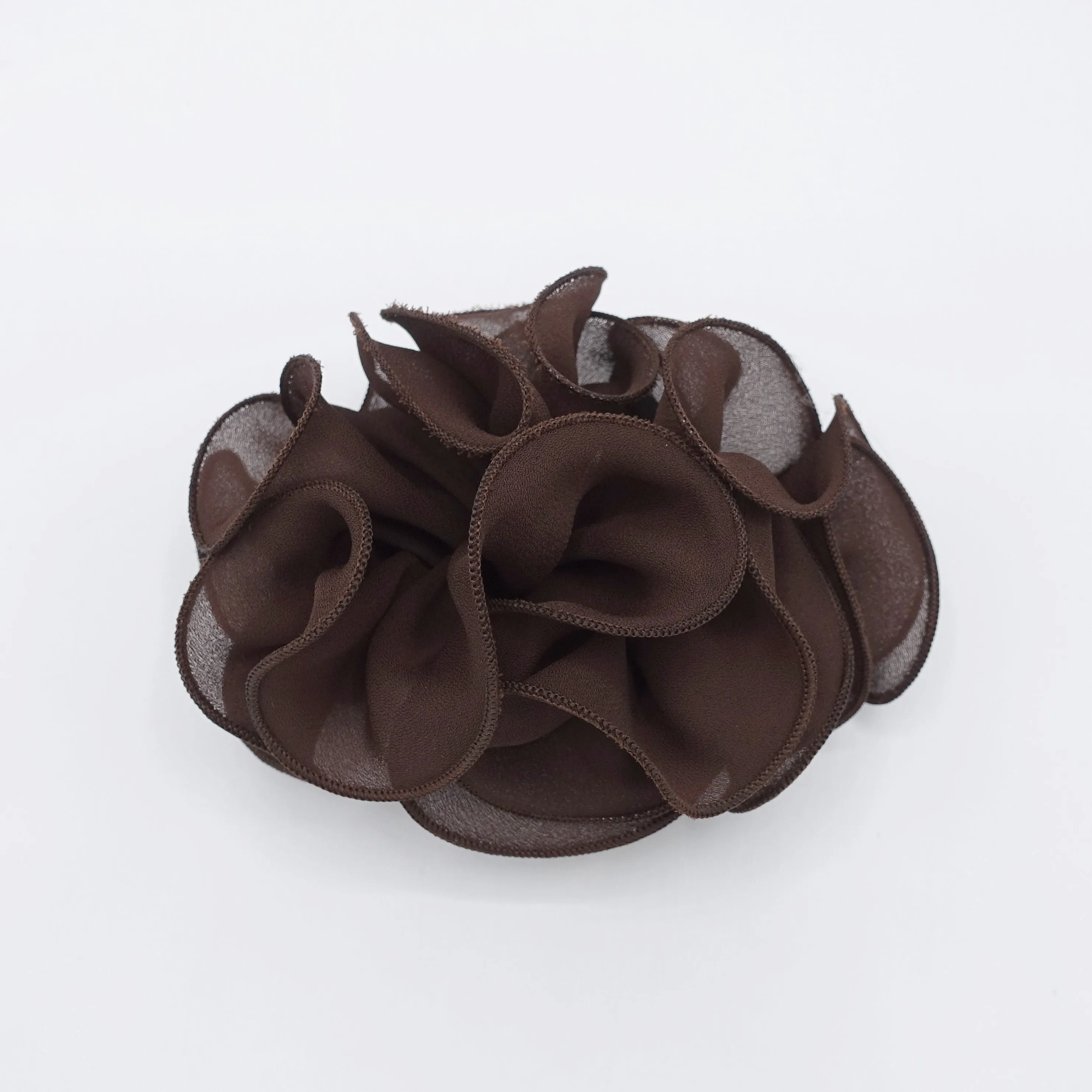 chiffon ruffle edge flower hair barrette for women