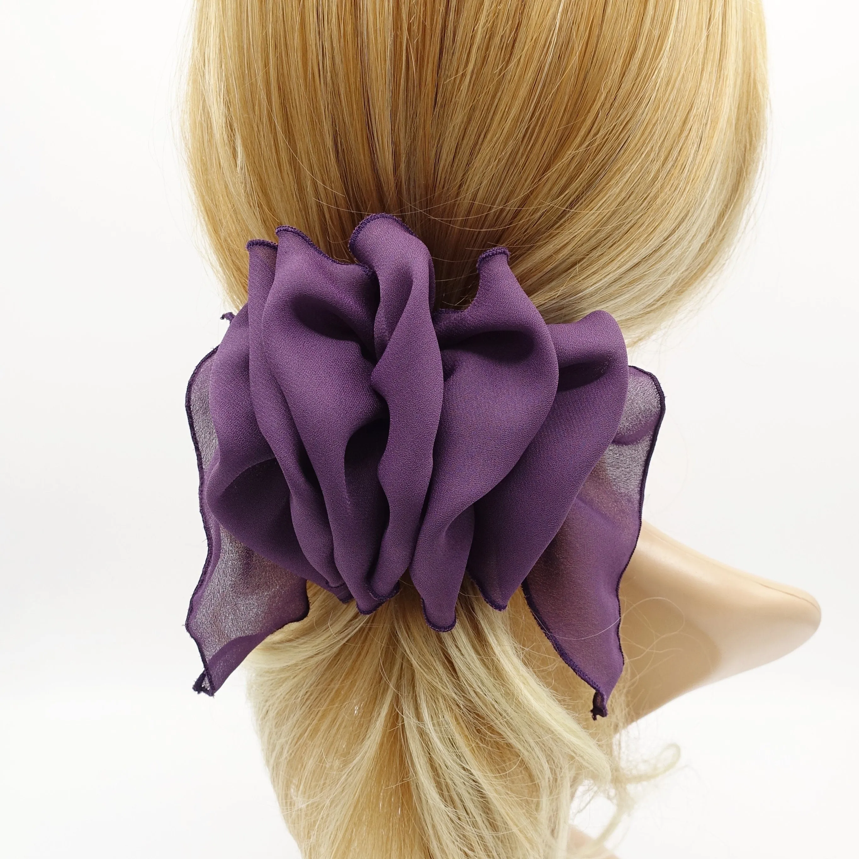 chiffon ruffle flower hair barrette woman hair accessory