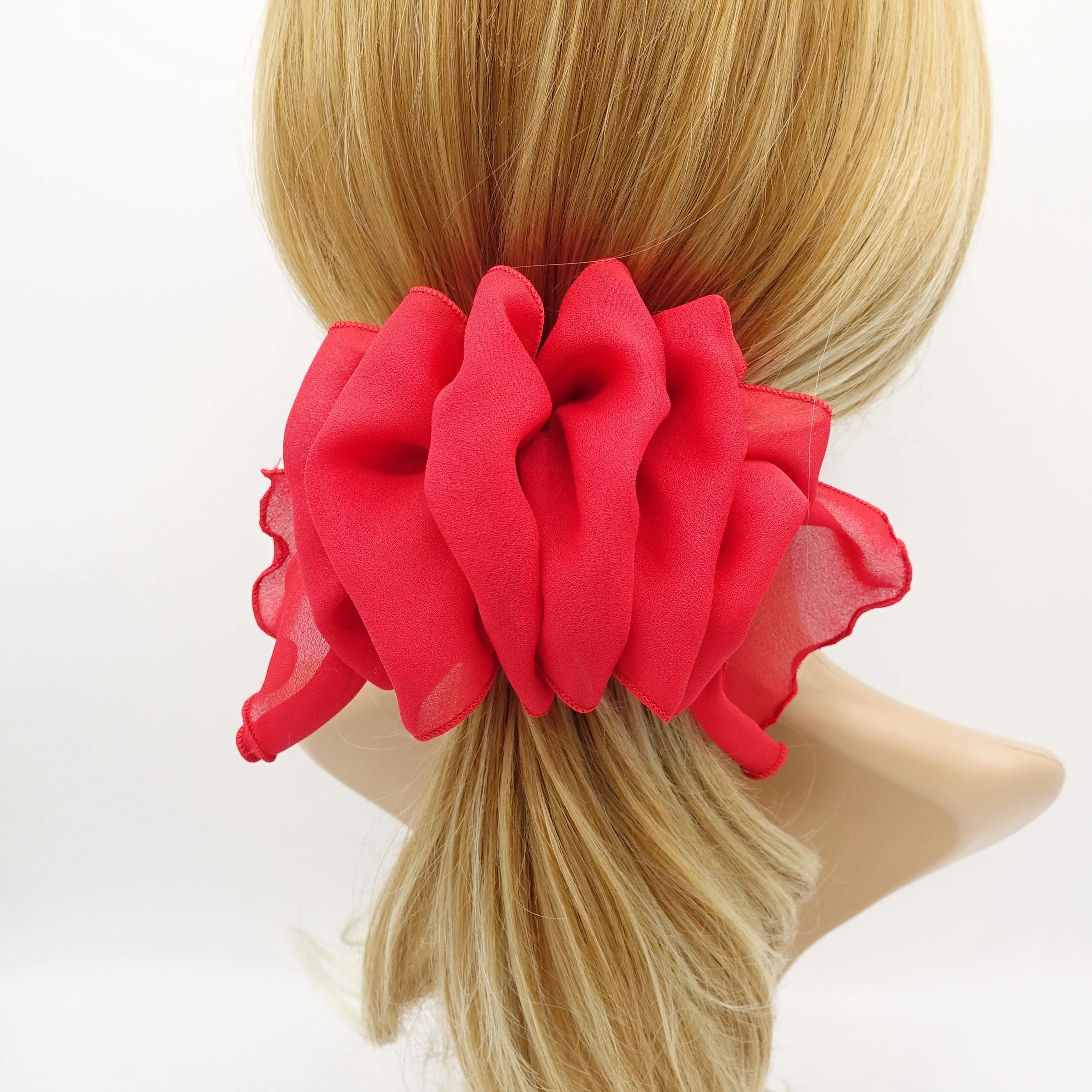 chiffon ruffle flower hair barrette woman hair accessory