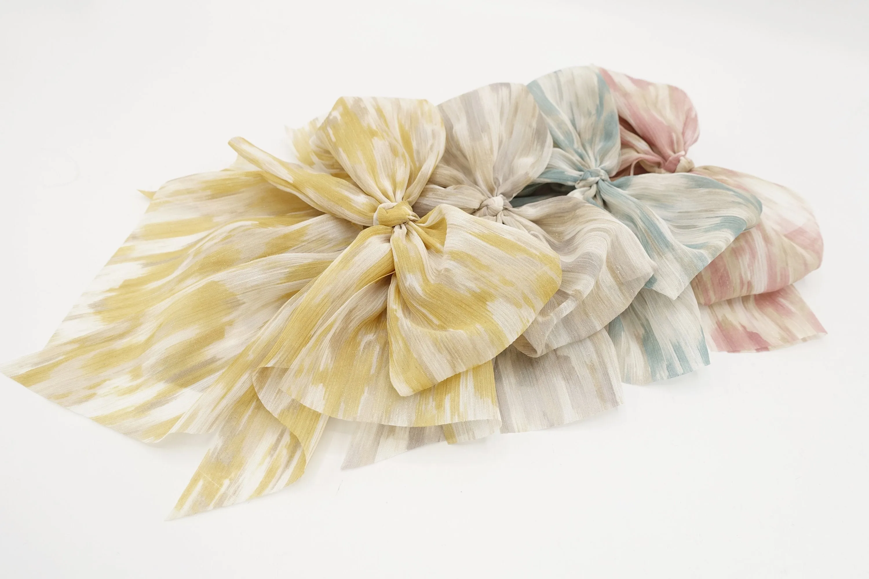 chiffon stripe color dye hair bow for women